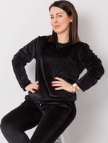 Czarny welurowy komplet plus size Jeanne