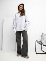 Jasnoszara bluza oversize z naszywką RUE PARIS 