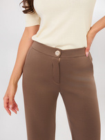 Ciemnobeżowe proste spodnie z kieszeniami RUE PARIS 