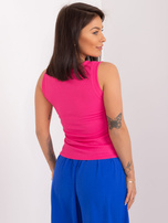 Hurtownia Ciemnoróżowy damski top z ozdobną broszką