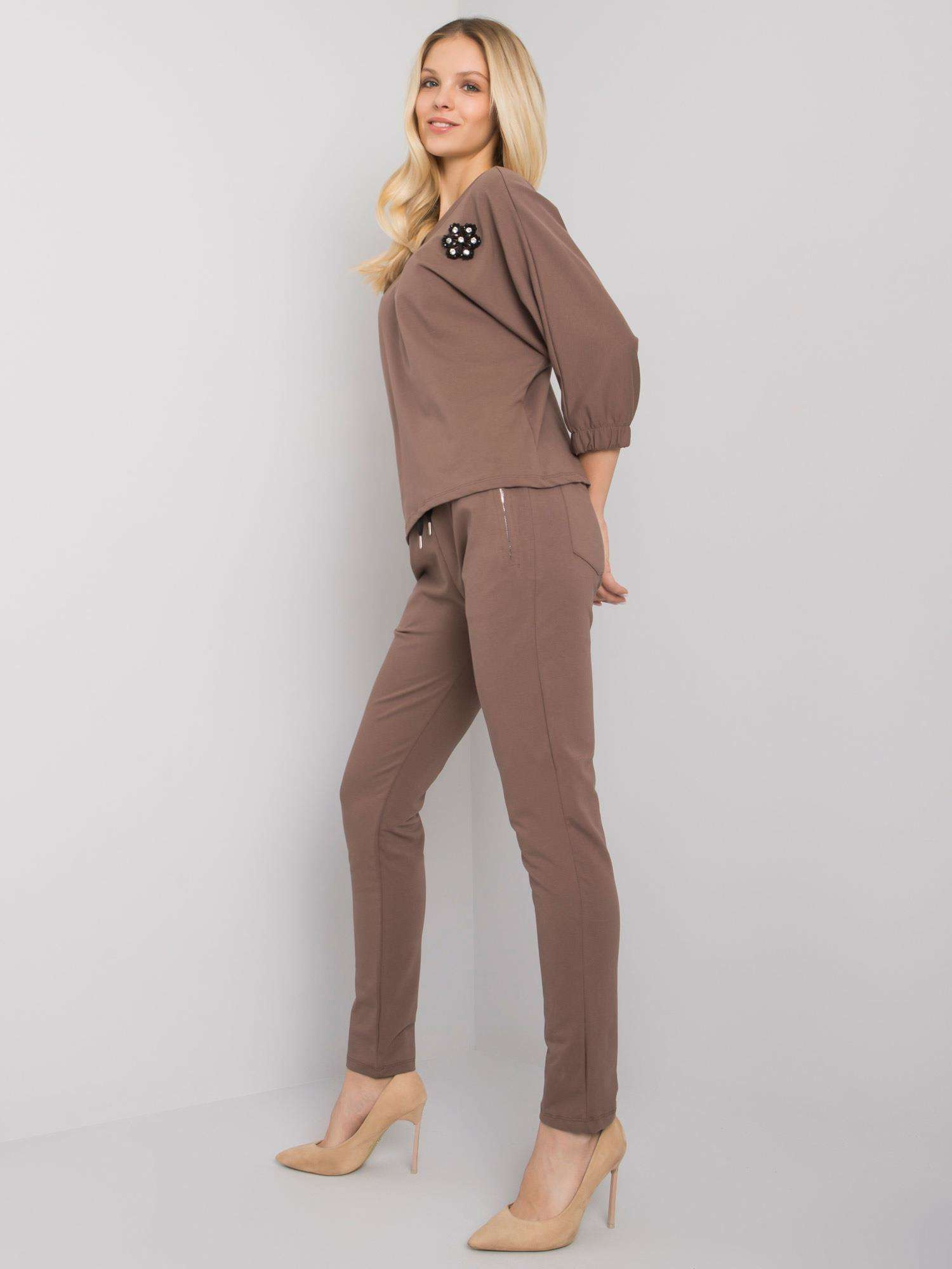 Brown cotton set with Jane RUE PARIS applique 