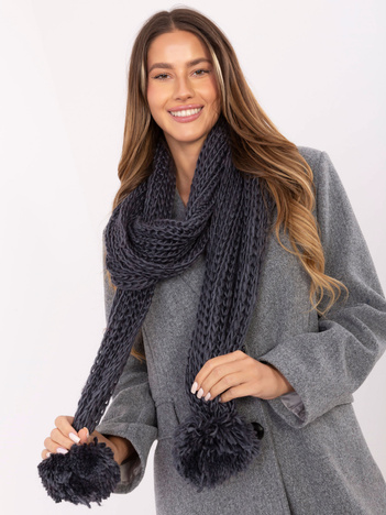 Ciemnoszary ciepły szal damski