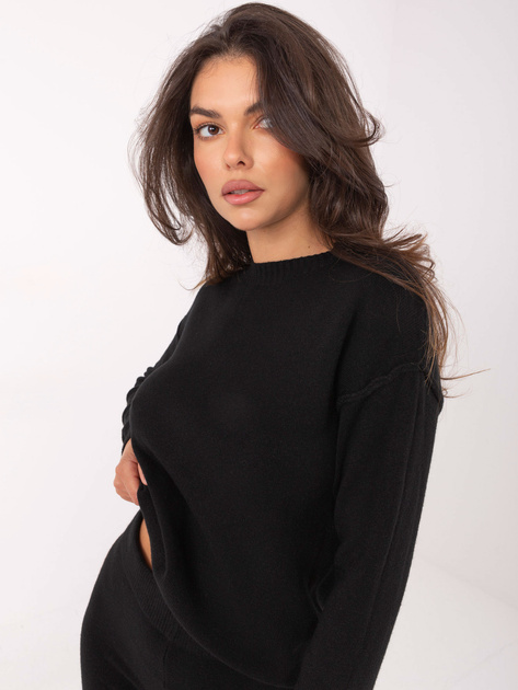 Czarny casualowy komplet z dzianiny