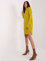 Hurt Oliwkowa sukienka dzianinowa z rozcięciami 