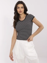 Czarna dopasowana bluzka w paski