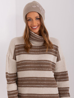 Hurt Ciemnobeżowa damska czapka zimowa