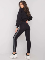 Czarne damskie legginsy z lampasami Irene RUE PARIS 