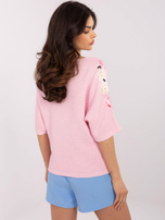 Hurt Jasnoróżowy sweter z nadrukiem w kwiaty