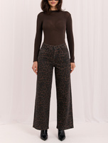 Ciemnobrązowe damskie jeansy wide leg w panterkę