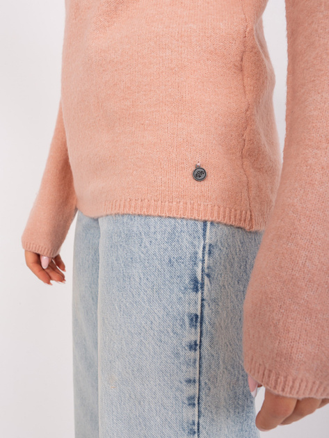 Hurt Jasnoróżowy sweter klasyczny z dekoltem V