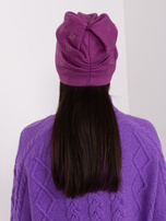 Hurt Fioletowa czapka zimowa z dodatkiem kaszmiru