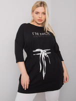 Czarna tunika plus size z wiązaniem Tulsa