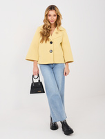 Jasnożółty jednorzędowy płaszcz damski 