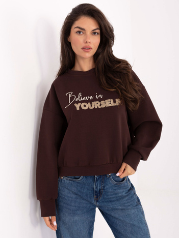 Ciemnobrązowa bluza oversize z napisem