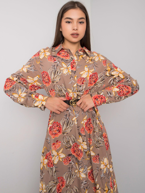 Ciemnobeżowa wzorzysta sukienka Christelle