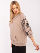 Hurt Ciemnobeżowa bluza kangurka z rękawem 3/4