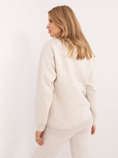 Hurtownia Jasnobeżowa melanżowa bluza oversize z nadrukiem