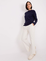 Hurt Granatowy sweter z warkoczami o luźnym kroju