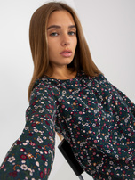 Hurt Ciemnoniebieska bluzka w kwiaty z wiskozy