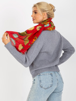 Hurt Czerwona chusta w kwiaty z bawełny