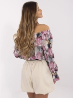 Hurtownia Beżowe damskie szorty o kroju bombki