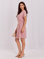 Schmutzig-rosa leichte Kleid One Size mit V-Ausschnitt.