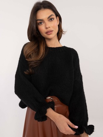 Hurt Czarny sweter oversize z domieszką wełny