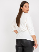 Biała codzienna bluzka plus size z aplikacją z dżetów 