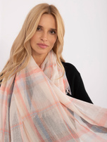 Hurt Jasnobeżowo-brzoskwiniowa chusta z frędzlami