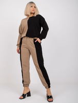 Ciemnobeżowo-czarny komplet dresowy plus size Amishi