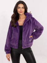 Hurt Fioletowa damska kurtka miś z suwakiem