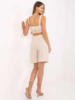 Jasnobeżowy bawełniany komplet na lato RUE PARIS