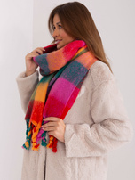 Hurtownia Zielono-czerwony szeroki szal z frędzlami