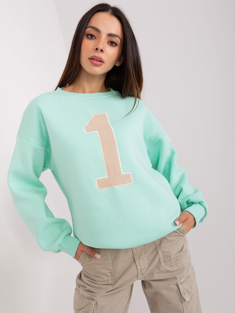 Hurtownia Miętowa bluza bez kaptura z ociepleniem