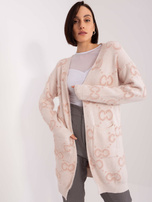 Hurt Brudnoróżowy damski kardigan dzianinowy