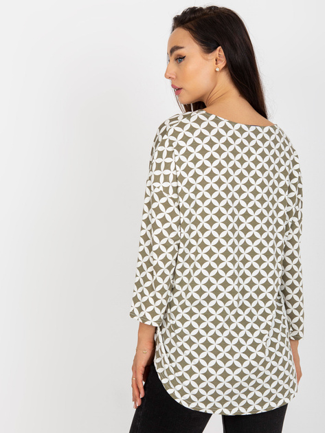 Hurt Bezowo-biała bluzka z nadrukiem i rękawem 3/4 RUE PARIS