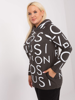 Hurt Ciemna khaki bawełniana bluza plus size z nadrukiem