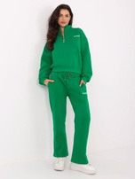 Zielony ocieplany komplet z bluzą kangurką