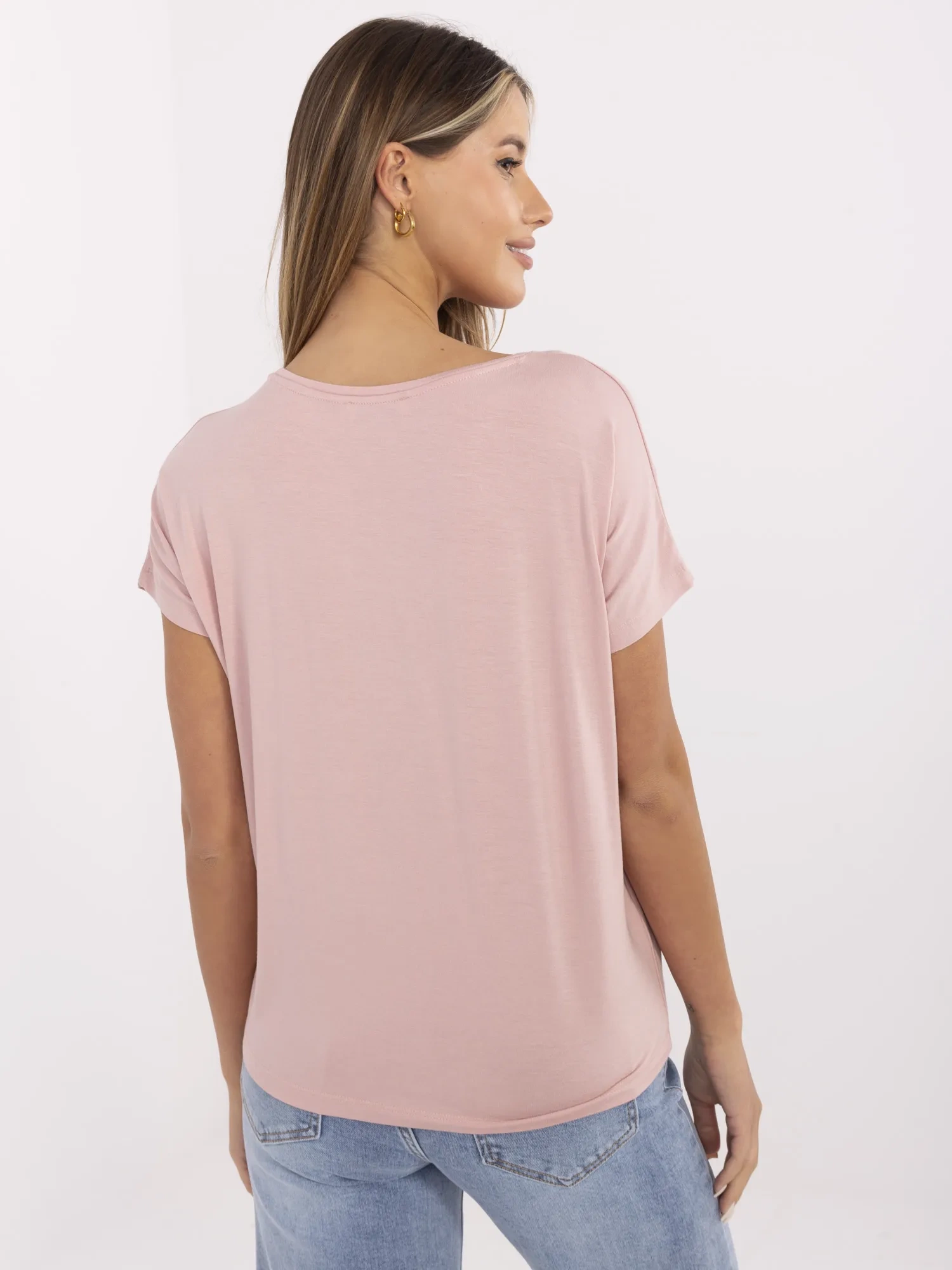 Jasnoróżowy t-shirt z wiskozy SUBLEVEL