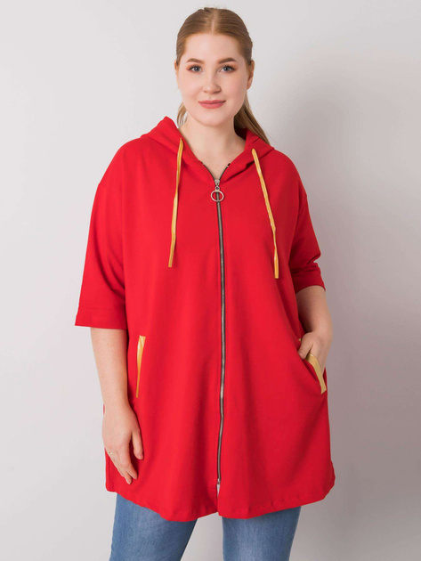 Czerwona bluza plus size na suwak Lounes