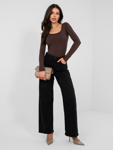 Czekoladowa bluzka basic z podszewką na biuście RUE PARIS