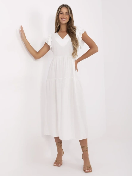 Ecru letnia sukienka z krótkim rękawem