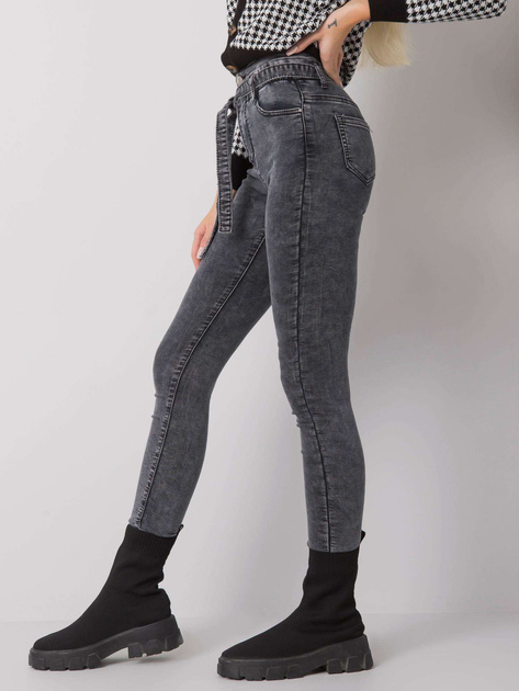 Szare dopasowane jeansy z wiązaniem Lexington