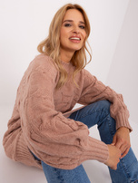 Hurt Brudnoróżowa sukienka dzianinowa z warkoczami