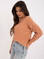 Hurt Pomarańczowy damski sweter golf w warkocze