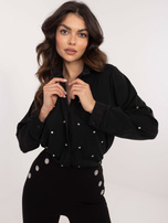 Hurt Czarna rozpinana koszula wizytowa z aplikacjami