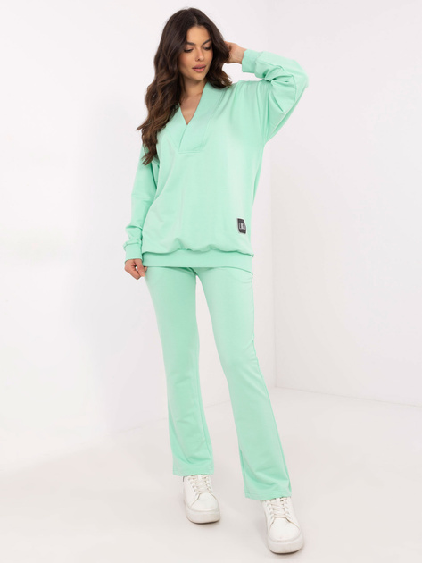 Hurt Miętowy dresowy komplet basic z prostymi spodniami