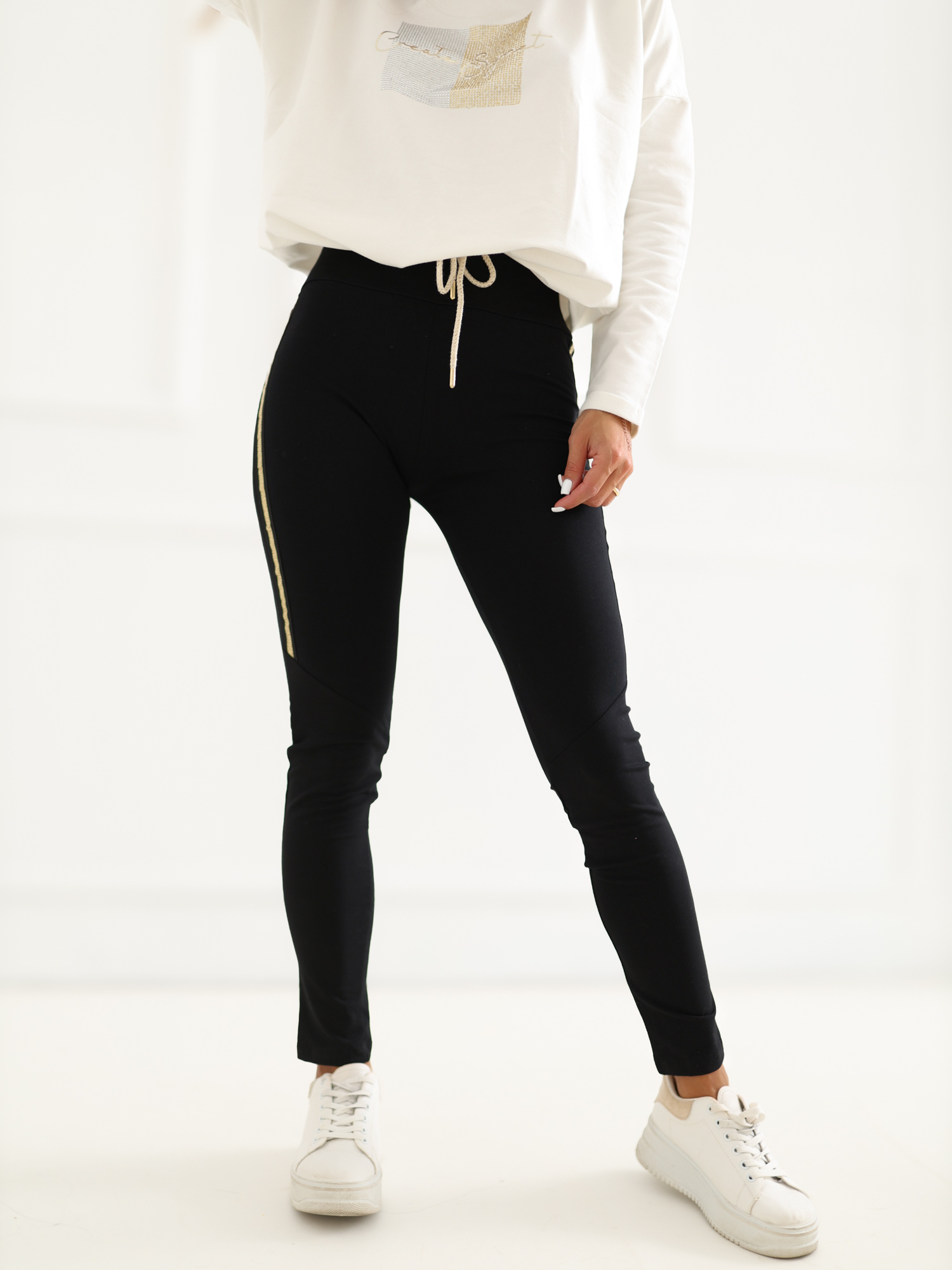 Czarne legginsy z bawełny Bruna RUE PARIS  