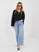 Czarna letnia bluzka z ozdobnym guzikiem