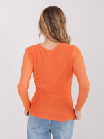 Pomarańczowa dopasowana bluzka z siateczki